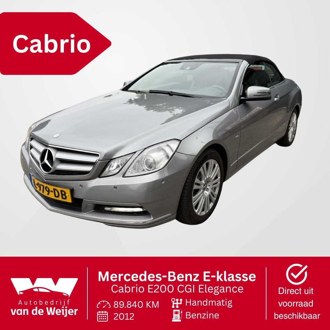 Mercedes-Benz E-klasse Cabrio E200 CGI Elegance, Euro 5, Achterwielaandrijving, Zwart, 4 cilinders