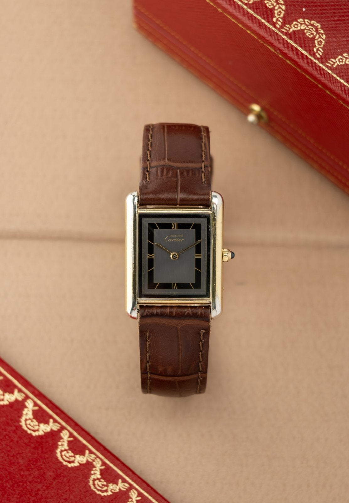 Cartier Tank Must ‘Large’ | Gold Plated, Ophalen, Zo goed als nieuw, Leer, Overige merken