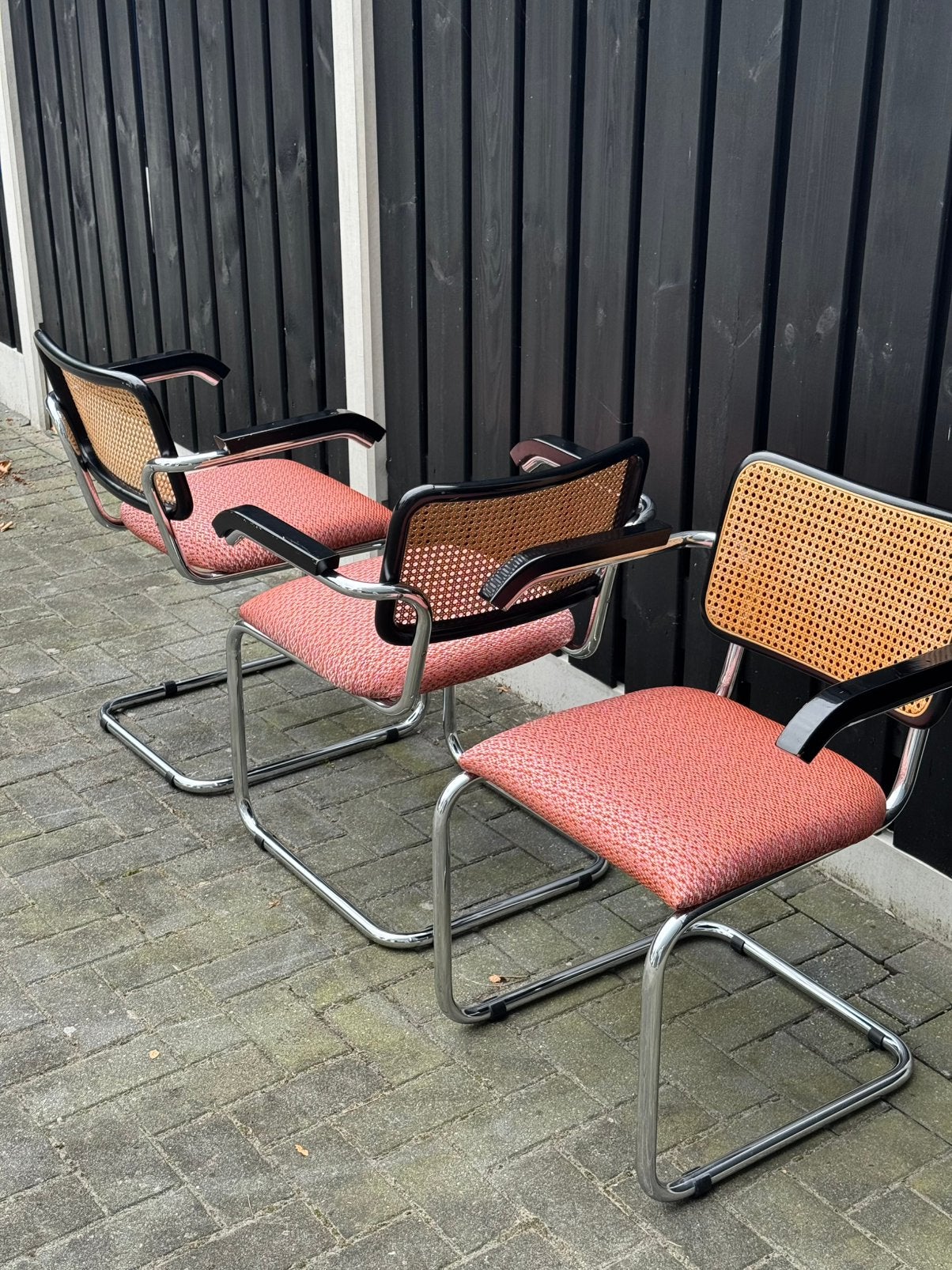 3x Cesca B64 Stijl Stoelen Gerestyled met Armleuning, Ophalen, Overige kleuren, Drie, Hout