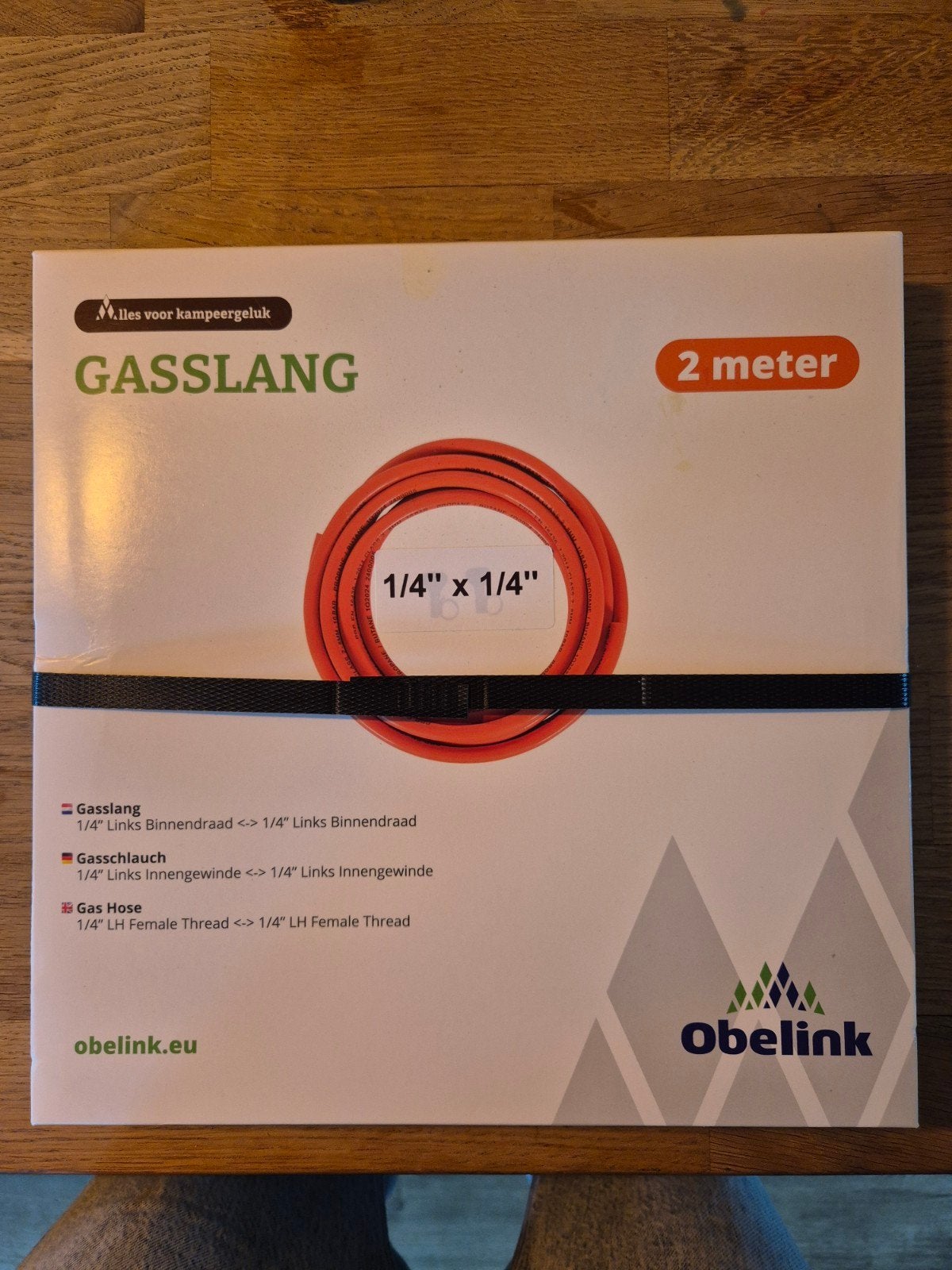 Nieuwe Obelink Gasslang 2 meter - 1/4" Links Binnendraad, Verzenden, Nieuw
