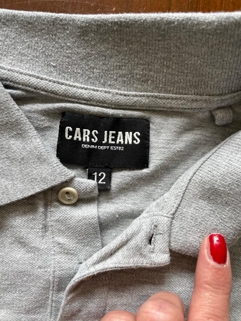 Cars Jeans Polo Shirt Maat 12 Grijs met Neon Groen, Kleding | Heren, Ophalen of Verzenden, Zo goed als nieuw, Grijs