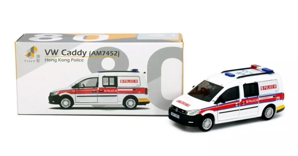 VW Volkswagen Caddy van Tiny1/64 Hong Kong Police (AM7452), Ophalen of Verzenden, Nieuw, Auto