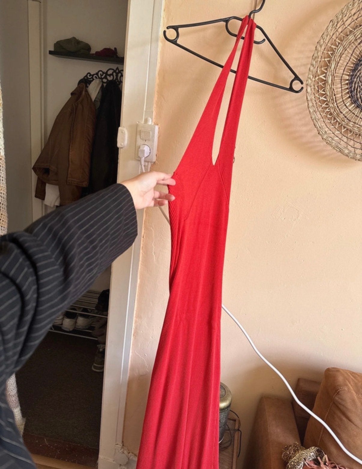 Rode Halter Maxi Jurk - Perfect voor Zomerse Gelegenheden, Maat 38/40 (M), Ophalen of Verzenden, Zo goed als nieuw, Rood