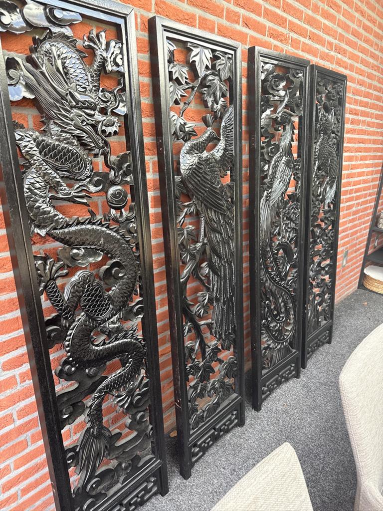 Luxe decoratieve panelen (4 stuks, voormalig kamerscherm), Ophalen, Zo goed als nieuw