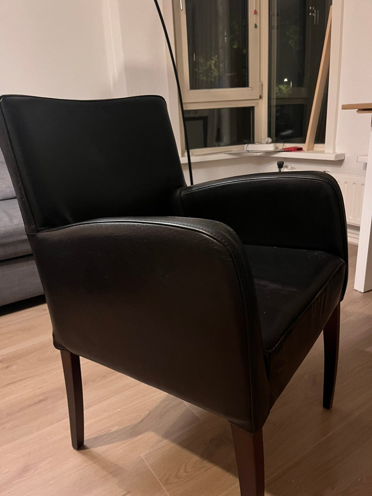 Leren stoelen 3 stuks, Huis en Inrichting, Stoelen, Ophalen, Zo goed als nieuw, Zwart