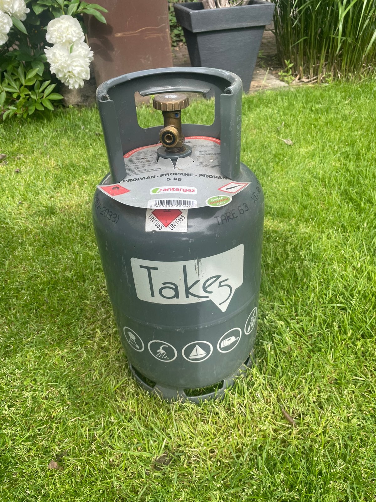 Antargaz propaan gasfles 5 kg (3 kg inhoud), Ophalen of Verzenden, Gebruikt