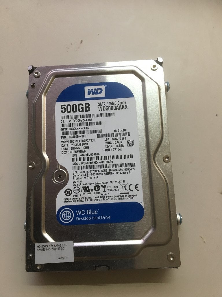 500GB WD , Samsung en Seagate 3.5inch HDD, Intern, Refurbished, 500 GB, Desktop