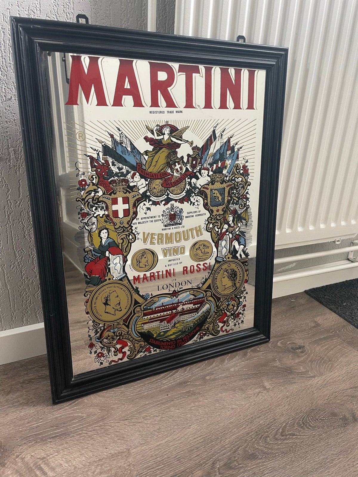 Martini spiegel - Vintage reclame spiegel, Ophalen, Rechthoekig, 50 tot 100 cm, Minder dan 100 cm