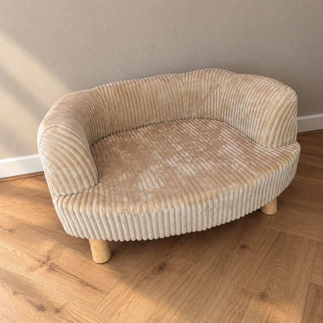 Nieuwe hondenmand / kattenbank beige ribstof – 58 cm, Ophalen of Verzenden, Nieuw, Stof