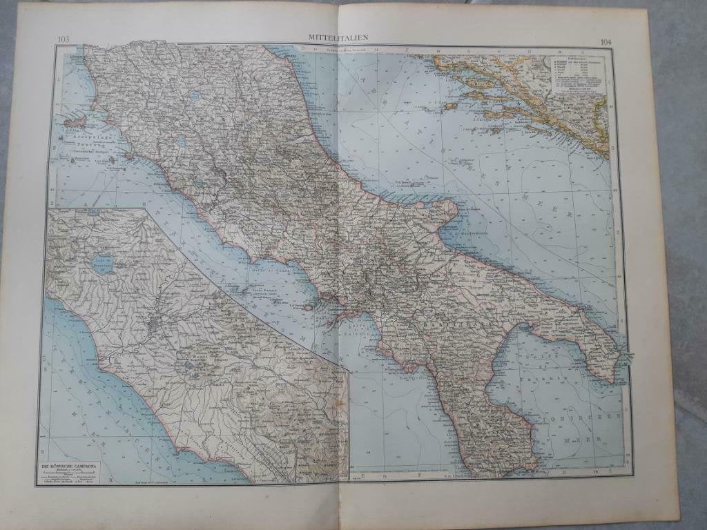 103-104 / Midden Italië en de Romeinsche Campagne Litho 1899, Ophalen of Verzenden