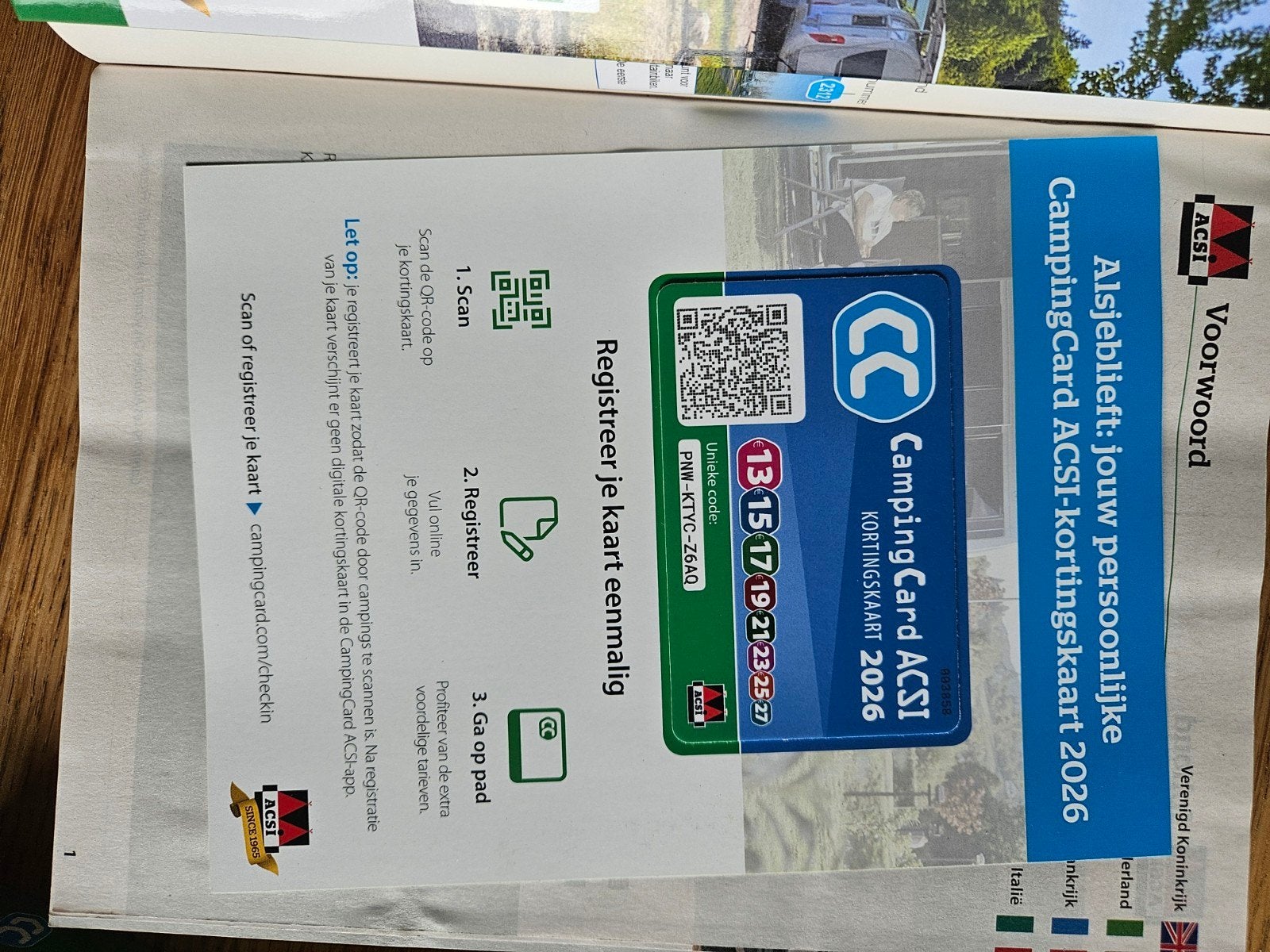 Acsi campingcard, Europa, Zo goed als nieuw, Reisgids of -boek, Ophalen
