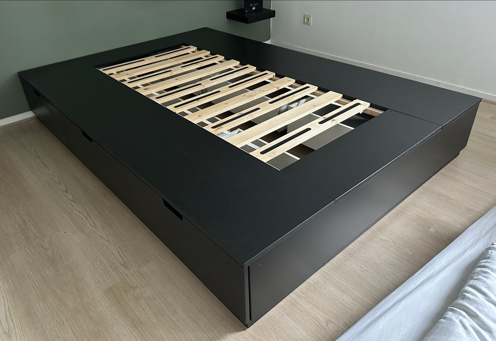 IKEA NORDLI Bedframe met opberglades - Zwart, Ophalen, Gebruikt, Zwart, Tweepersoons