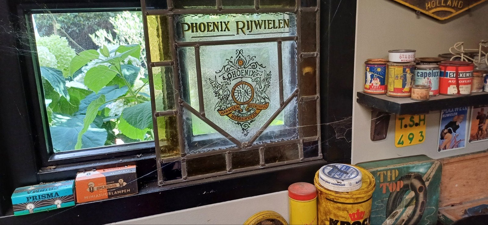 Glas in lood Reclame Phoenix Rijwielen jaren 20, Ophalen, Overige typen