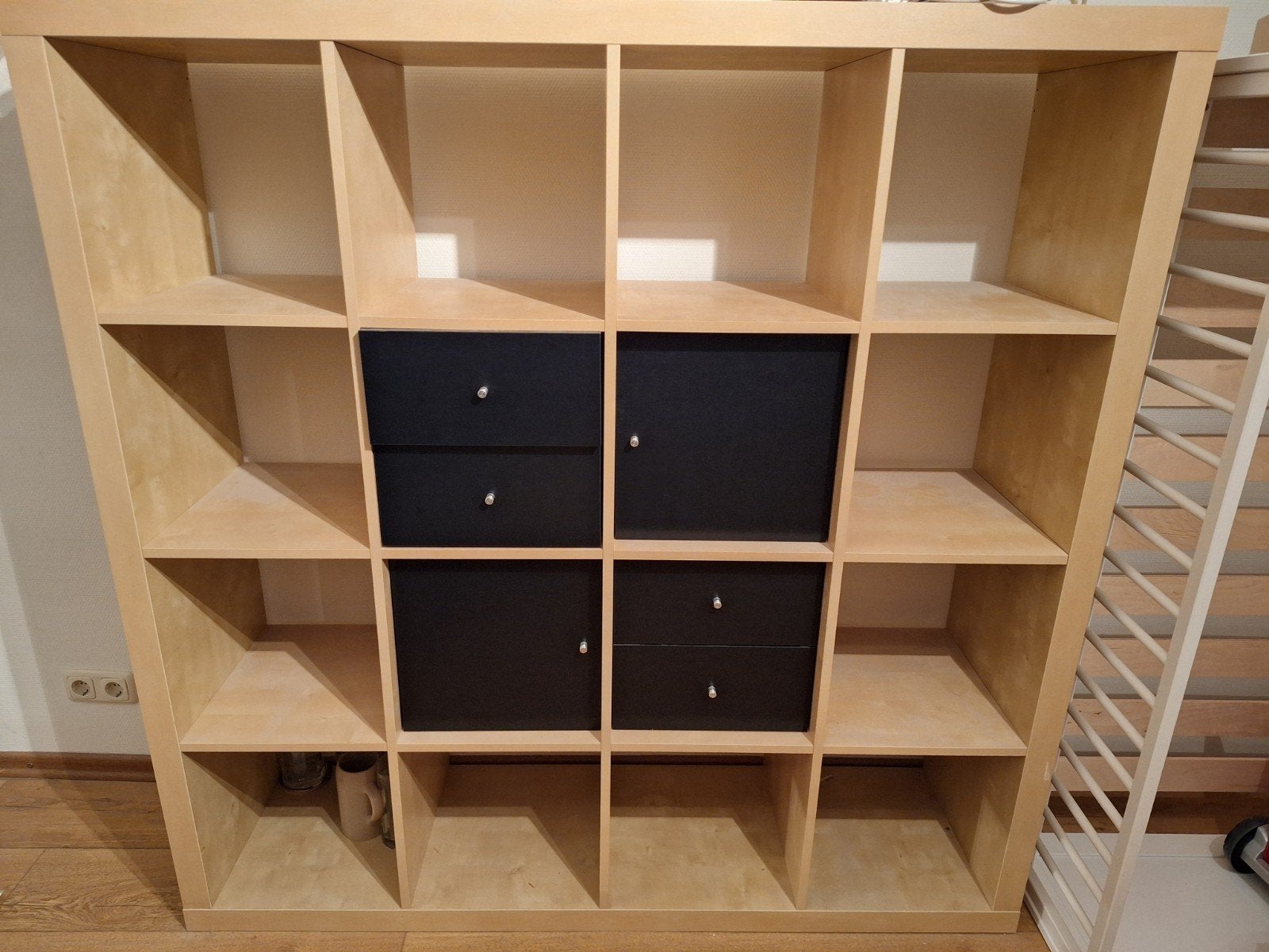 Kallax kast met lades en deuren, Huis en Inrichting, Kasten | Boekenkasten, Ophalen, Gebruikt, 100 tot 150 cm, 25 tot 50 cm