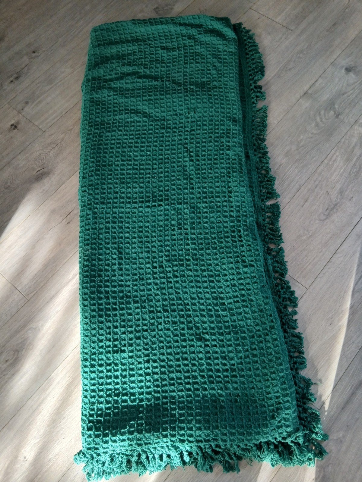 Groene wafel sprei, Eenpersoons, Ophalen of Verzenden, Zo goed als nieuw, Groen