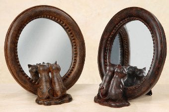 Leuke, originele staande, ronde Spiegel met Katten, Poezen, Nieuw, Kunststof, Ophalen of Verzenden, Landelijk