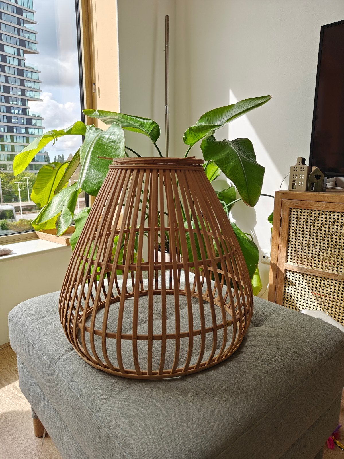 Lampenkap, hout, Gebruikt, 44 cm, Rond, 20 cm