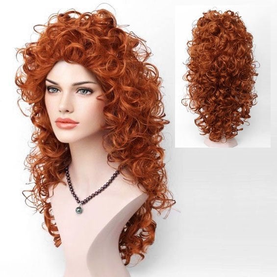 Pruik rood haar met volle krullen lang haar zonder pony, Verzenden, Nieuw, Pruik of Haarverlenging