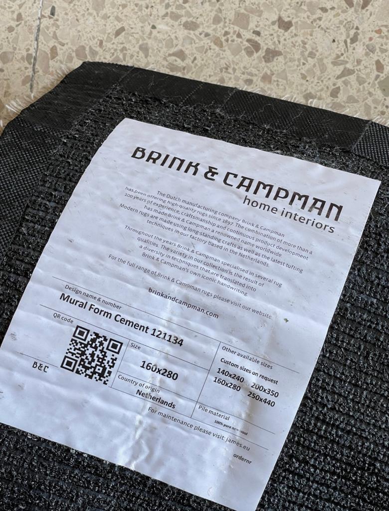 Brink en Campman tapijt Mural Form Cement, Huis en Inrichting, Stoffering | Tapijten en Kleden, Ophalen, Zo goed als nieuw