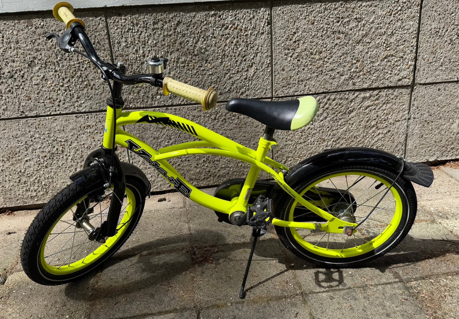 16 inch kinderfiets, geel - Gebruikt, Fietsen en Brommers, Fietsen | Kinderfietsjes, Ophalen, Gebruikt, 16 tot 20 inch