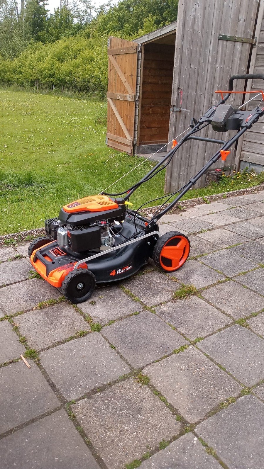 Fuxtec FX-RM5196eS maaimachine met electrische start, Tuin en Terras, Grasmaaiers, Ophalen, Cirkelmaaier, Nieuw, Benzine-grasmaaier