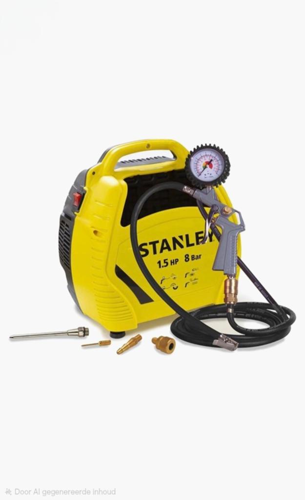 Compacte Stanley Compressor 1.5 HP & 8 Bar, Ophalen, 6 tot 10 bar, Zo goed als nieuw, Minder dan 200 liter/min