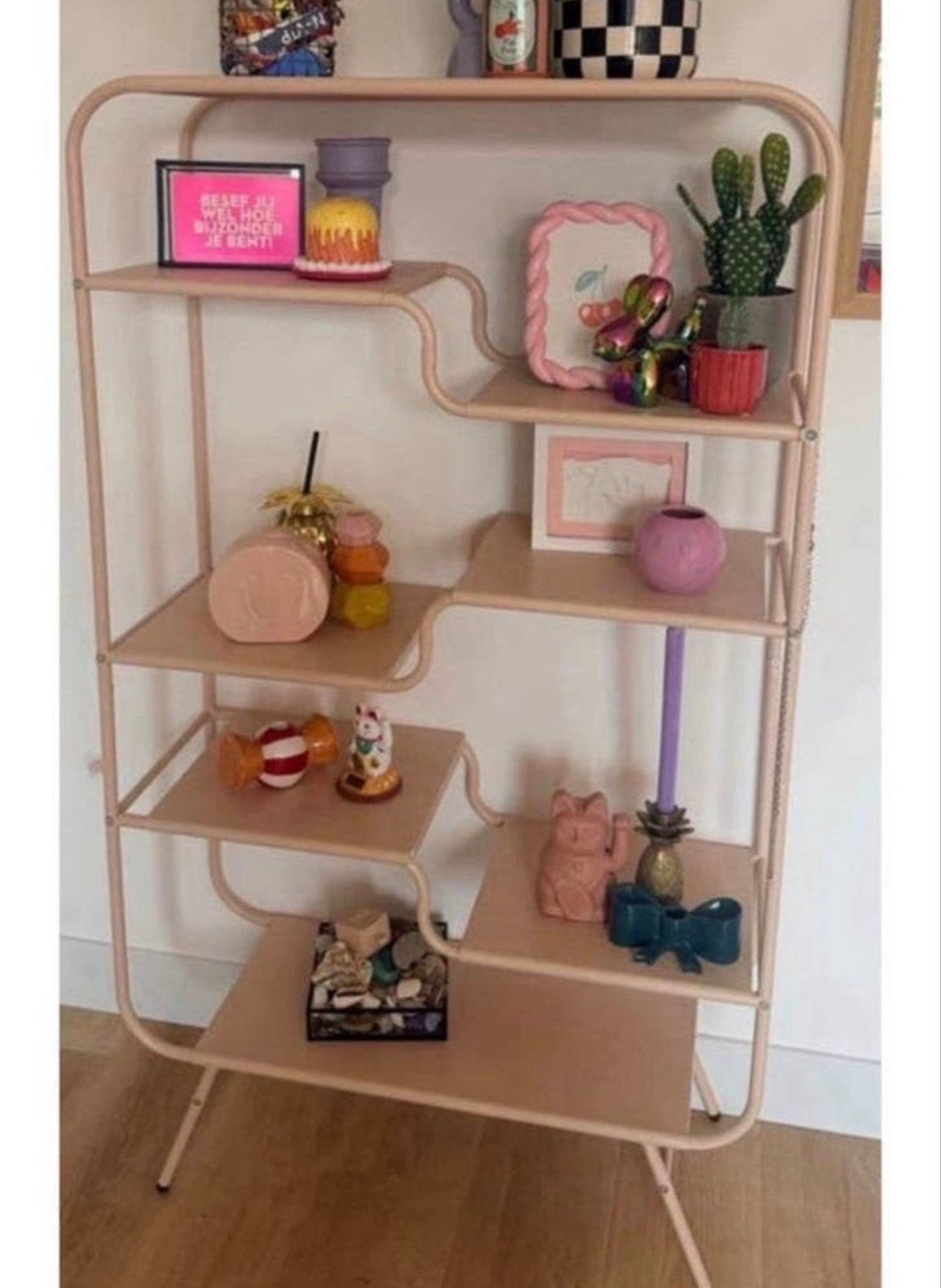 Metalen kastje Kwantum Malfa - Roze rek 80x30x142 cm, Huis en Inrichting, Kasten | Overige, Ophalen