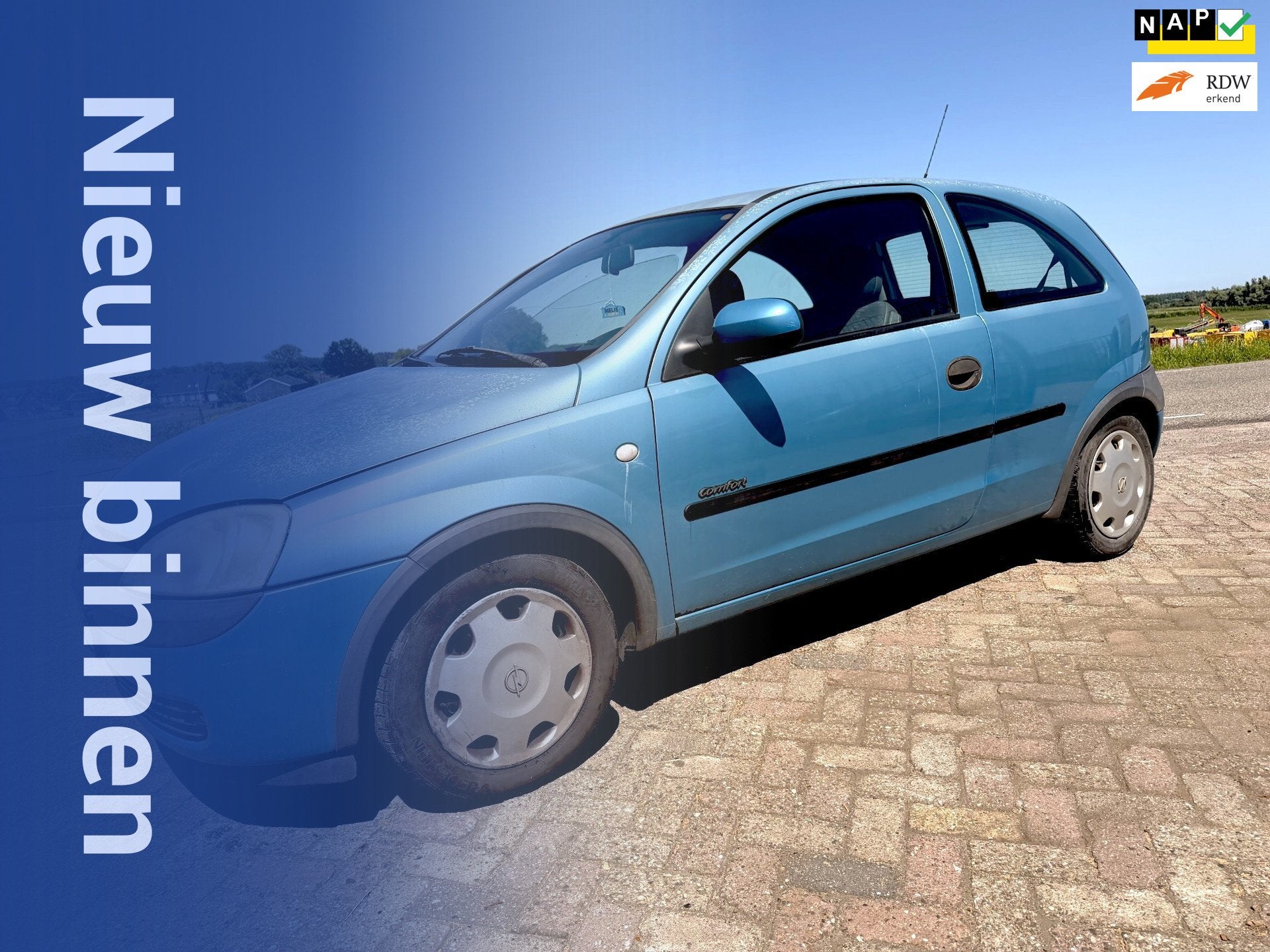 Opel Corsa 1.0-12V Comfort LAGE KM's 156346 NAP auto is rijb, Auto's, Voorwielaandrijving, 450 kg, Gebruikt, Blauw