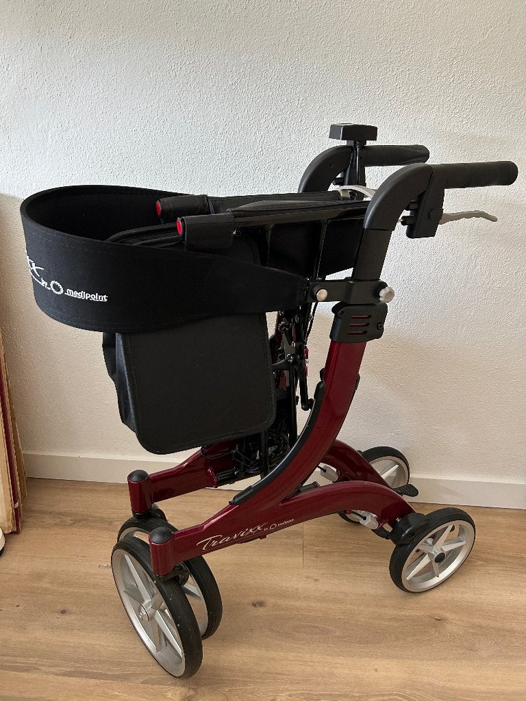 Rollator Travixx Deluxe Lumiere Tuscan red by Medipoint, Ophalen, Lichtgewicht, Zo goed als nieuw