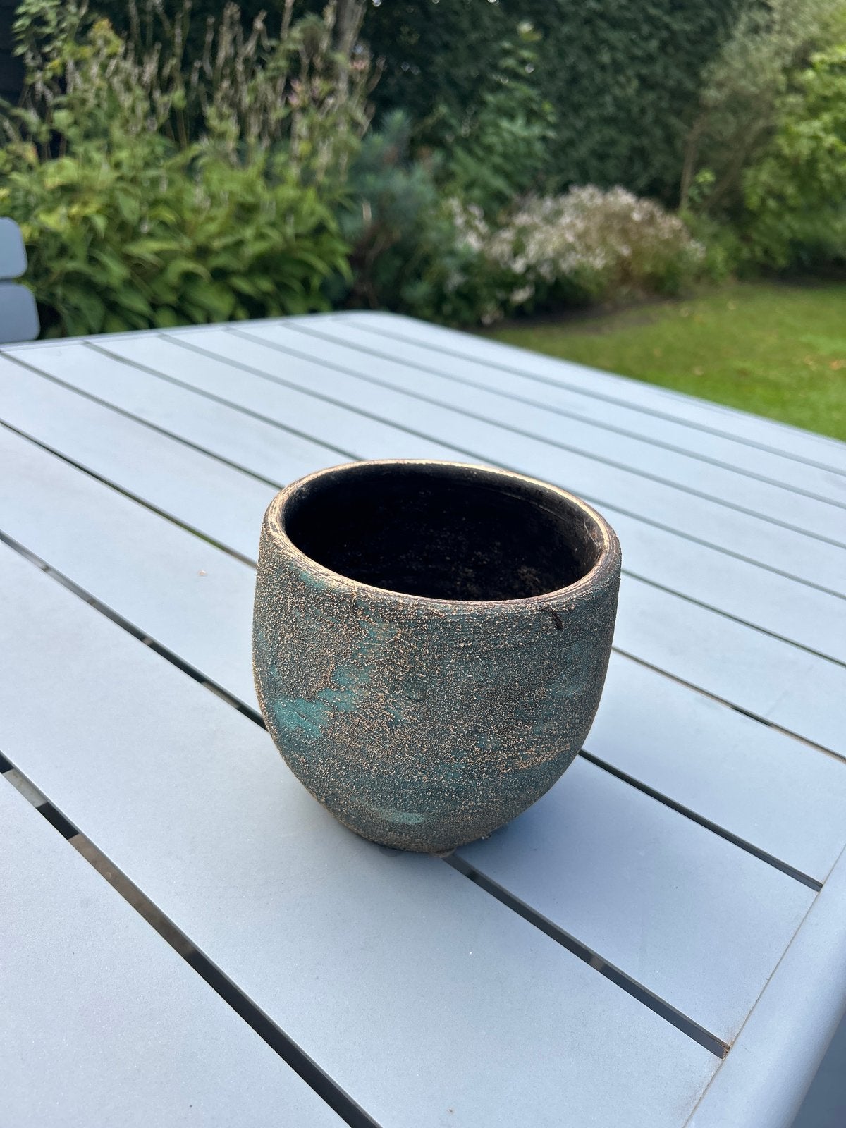 Decoratieve bloempot, groen/bruin, gebruikt, Tuin en Terras, Ophalen, Gebruikt, Rond, Binnen