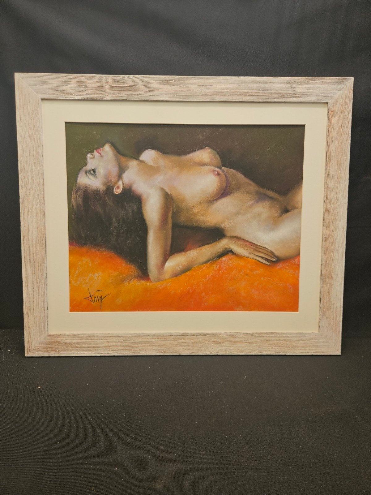 Sensueel pastel schilderij 50x40 cm, Antiek en Kunst, Kunst | Schilderijen | Klassiek, Portret of Personen, Realistisch, Origineel werk