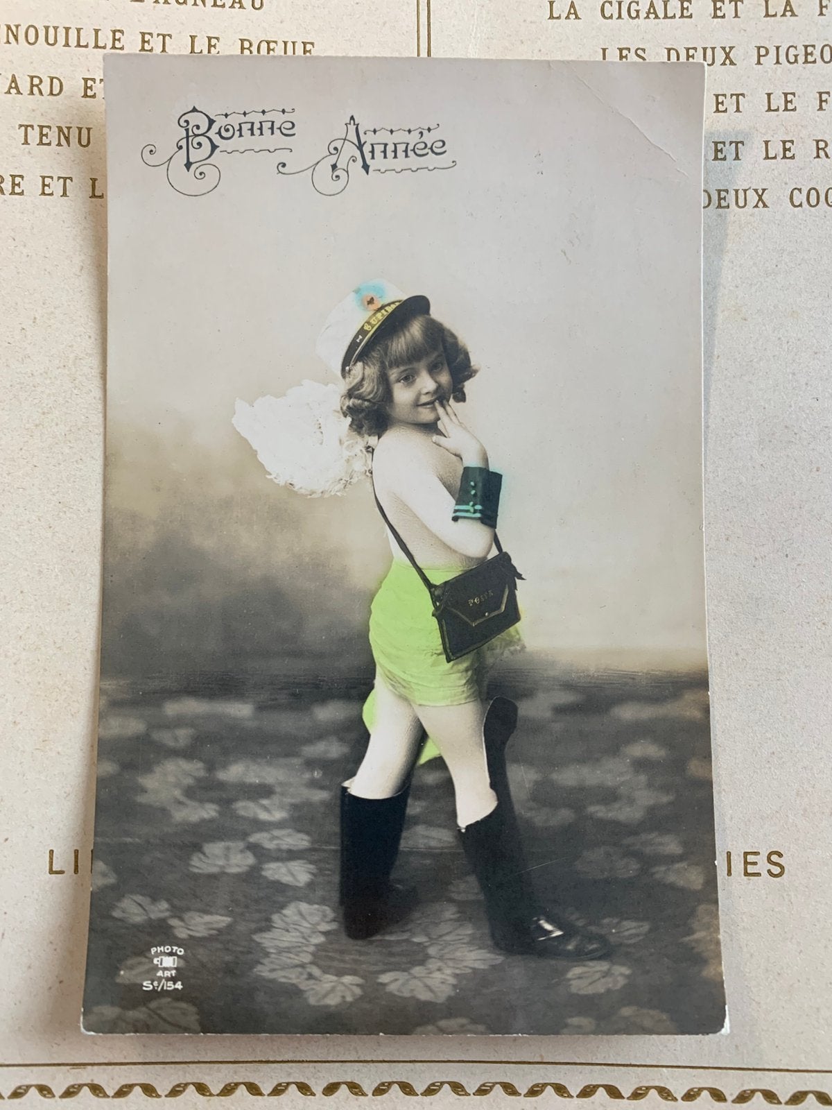 1912 Bonne Année - meisje - postbode, Verzamelen, Ophalen of Verzenden, Voor 1920, Gelopen, Feest(dag)