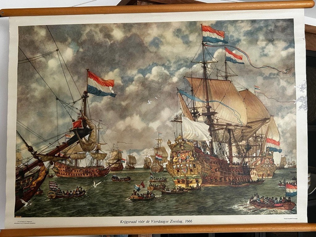 Krijgsraad voor de vierdaagse zeeslag, 1666, Antiek en Kunst, Ophalen of Verzenden, Natuur en Biologie