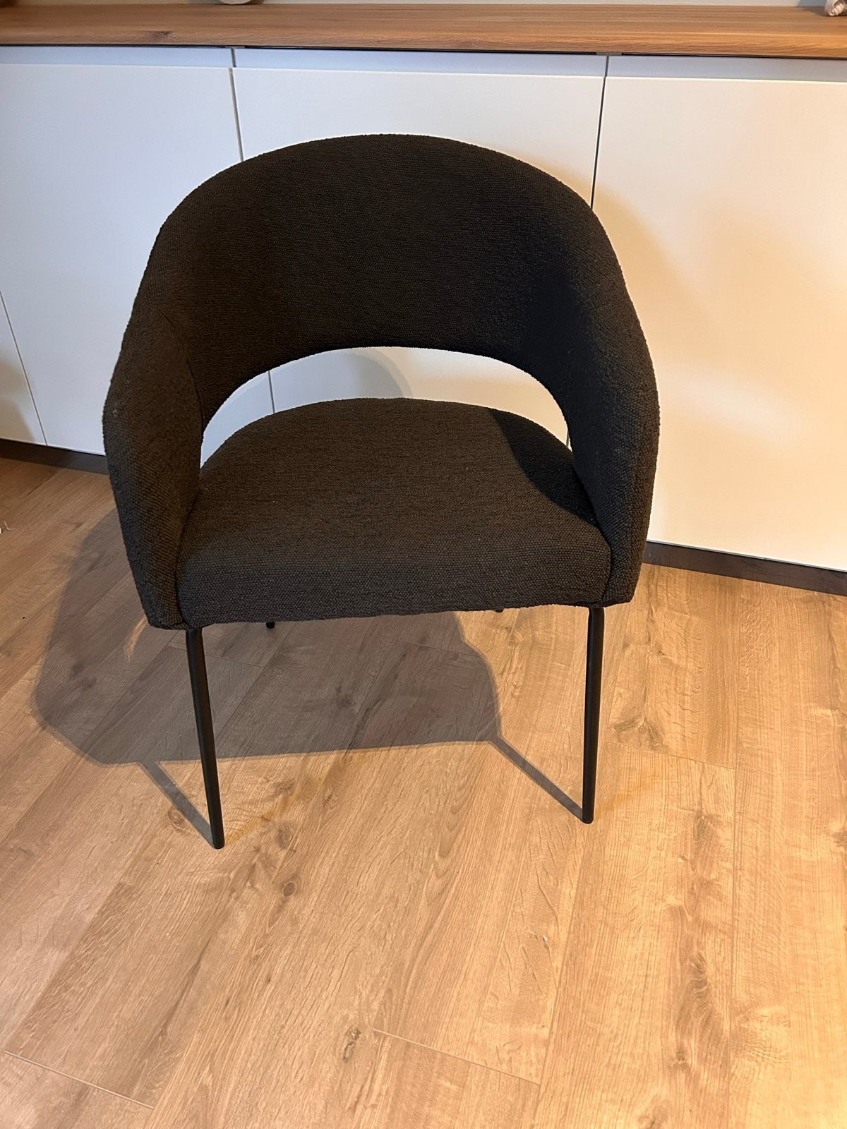 Donkergrijze stoel met metalen poten, Huis en Inrichting, Zwart, Ophalen of Verzenden, Zo goed als nieuw, Eén