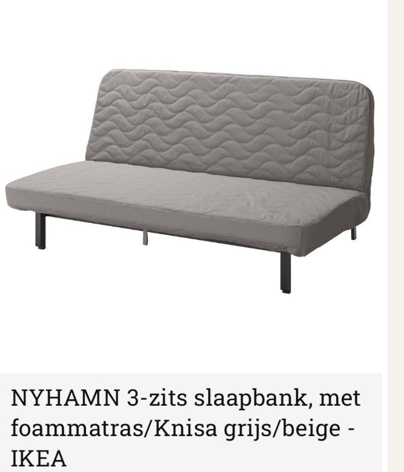 IKEA NYHAMN 3-zits slaapbank met foammatras, Ophalen, Gebruikt, Grijs, Tweepersoons