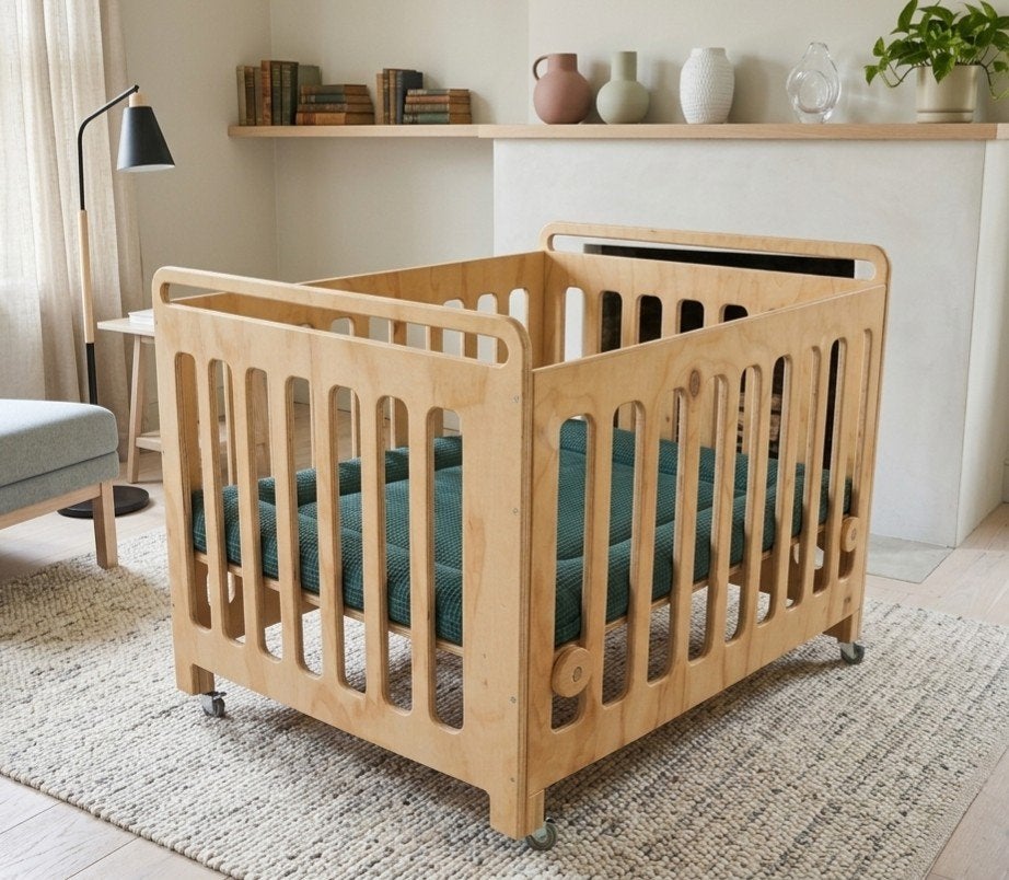 Prachtige DertigZes Houten Baby Box op Wieltjes (Multiplex), Kinderen en Baby's, Boxen, Ophalen, Zo goed als nieuw, Rechthoekig