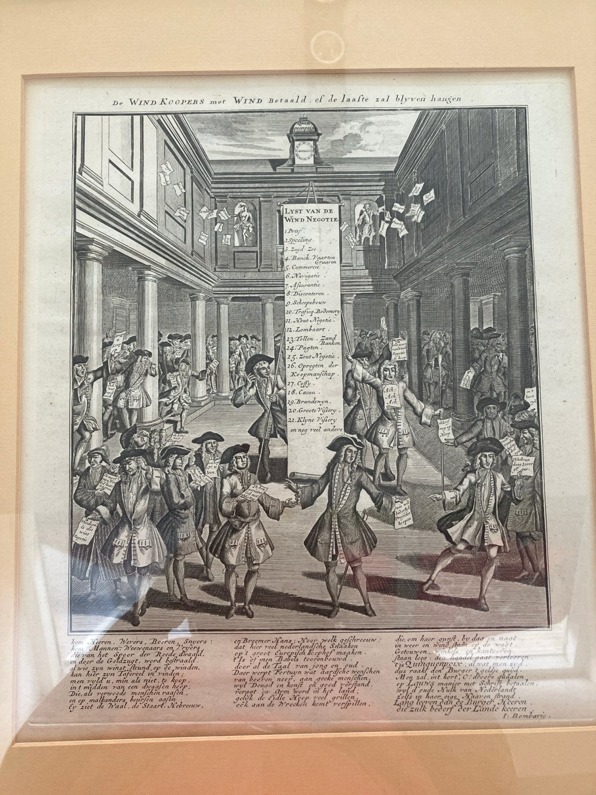 Originele 18e-eeuwse prent: De Windkoopers (1720), Dagelijks leven, Met tekst, Ophalen of Verzenden, Gravure
