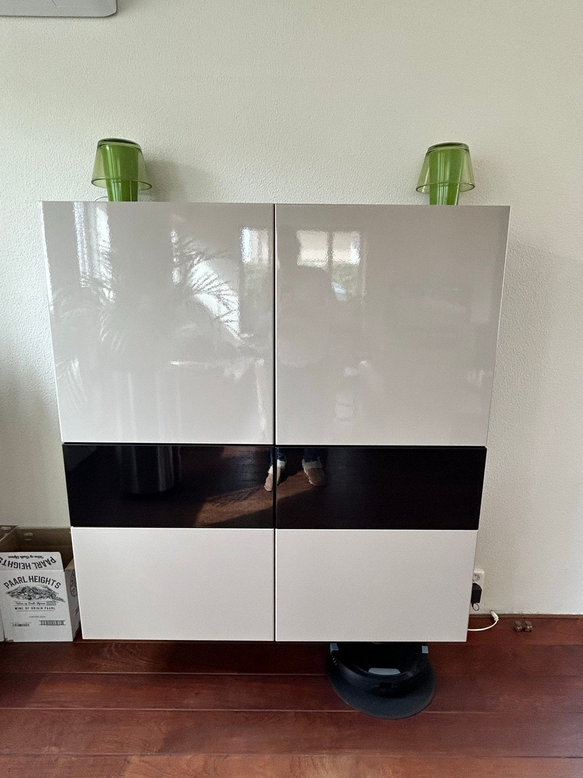 Ikea Besta wandkast/dressoir creme/zwart hoogglans, Ophalen, Gebruikt