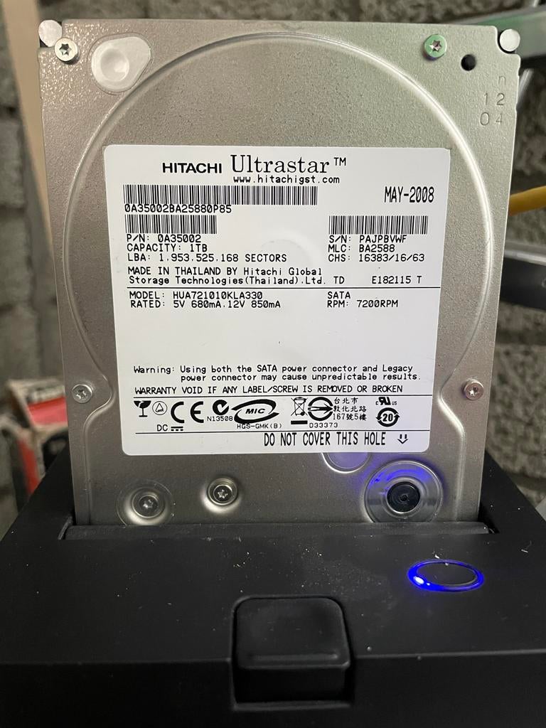 Hitachi Ultrastar 1TB HDD, Intern, Gebruikt, Info@wd.com, Ophalen of Verzenden