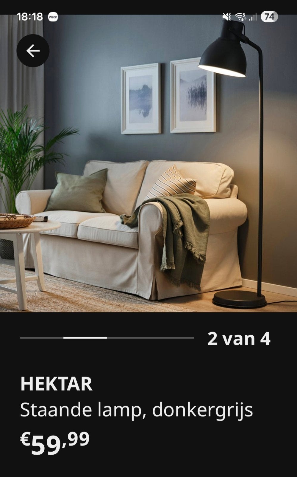 Ikea Hektar staande lamp, Ophalen, Zo goed als nieuw, Metaal, 150 tot 200 cm