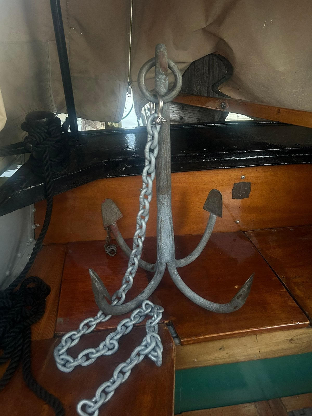 Antiek Dreganker / Krabanker – Zwaar model met ketting, Watersport en Boten, Bootonderdelen, Ophalen, Zo goed als nieuw, Ankeren en Afmeren