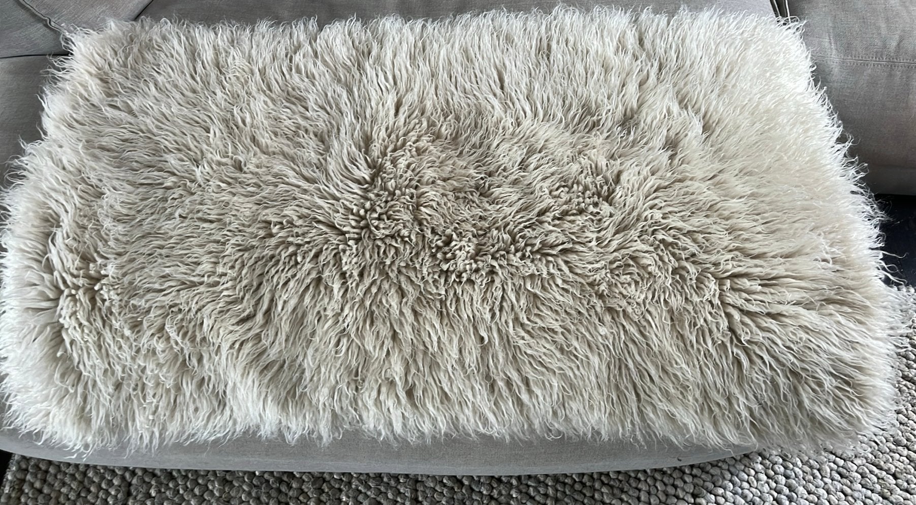 Vloerkleed schapenwol 120 cm x 70 cm, Ophalen of Verzenden, Zo goed als nieuw, Rechthoekig
