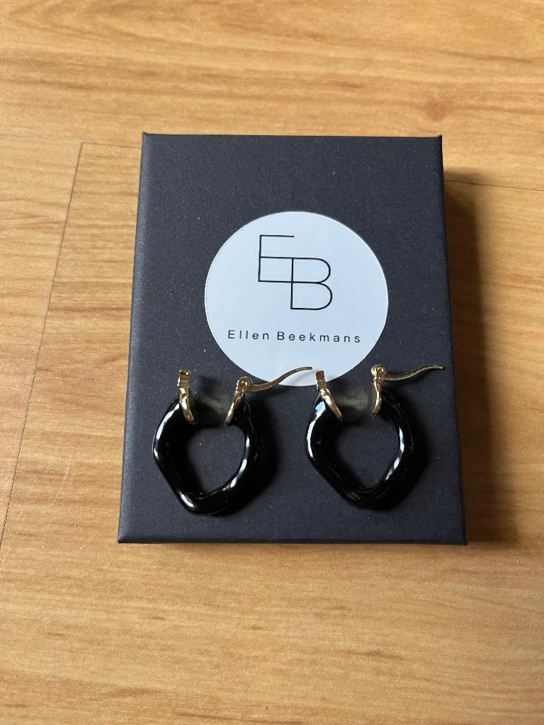 Nieuwe oorbellen hoops Ellen Beekmans zwart gratis verzonden, Overige materialen, Verzenden, Zwart, Nieuw