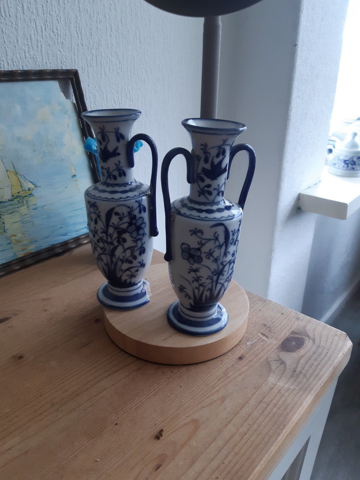 Set van 2 Delfts blauwe vazen - 1 beschadigd, Ophalen of Verzenden