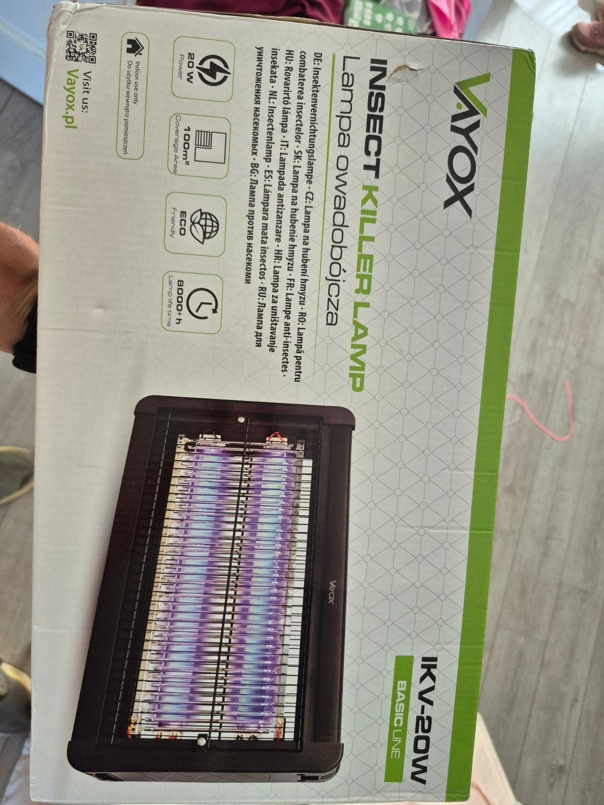 Vayox IKV-20W Insectenlamp - 20W, 100m² bereik, Zwart, Nieuw, Ophalen of Verzenden, Metaal
