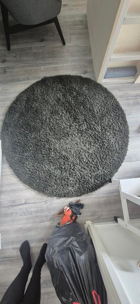 Donkergroen rond kleed 130 cm - IKEA Vindebäk, Huis en Inrichting, Gebruikt, Rond, Ophalen of Verzenden, Groen