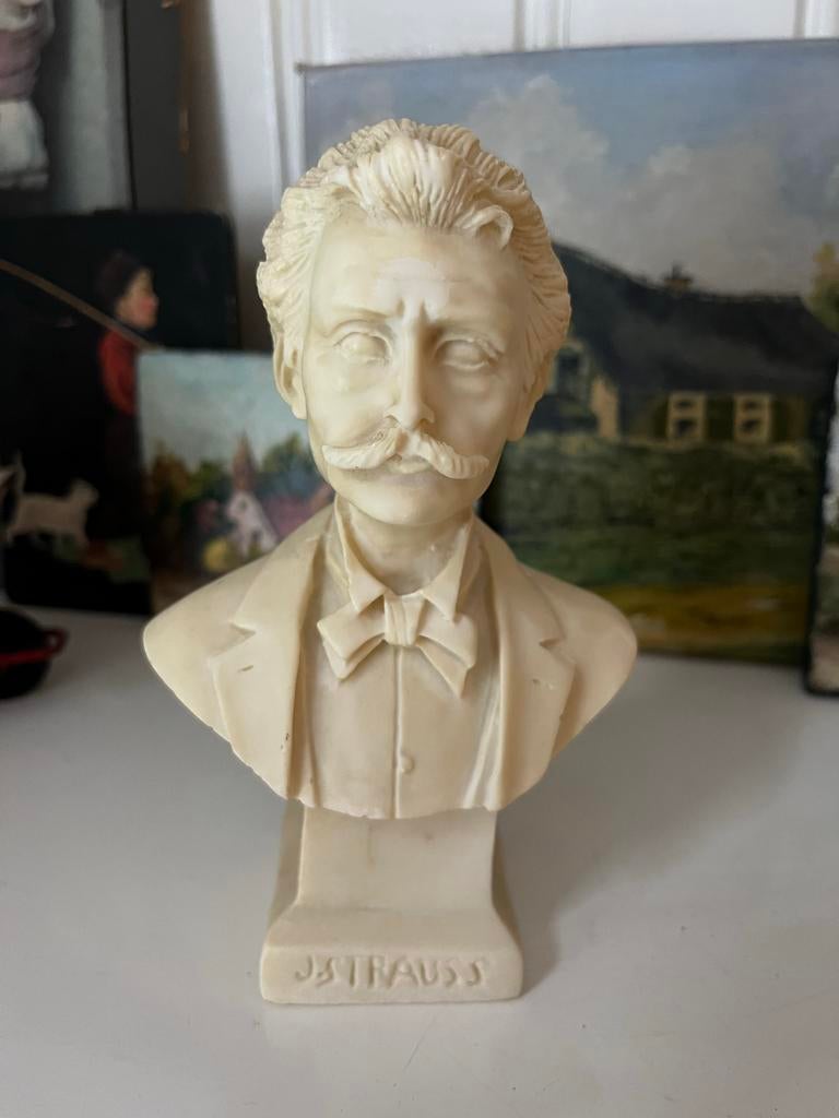 Vintage Buste Johann Strauss II - Componist, Verzamelen, Beelden en Beeldjes, Ophalen of Verzenden, Gebruikt