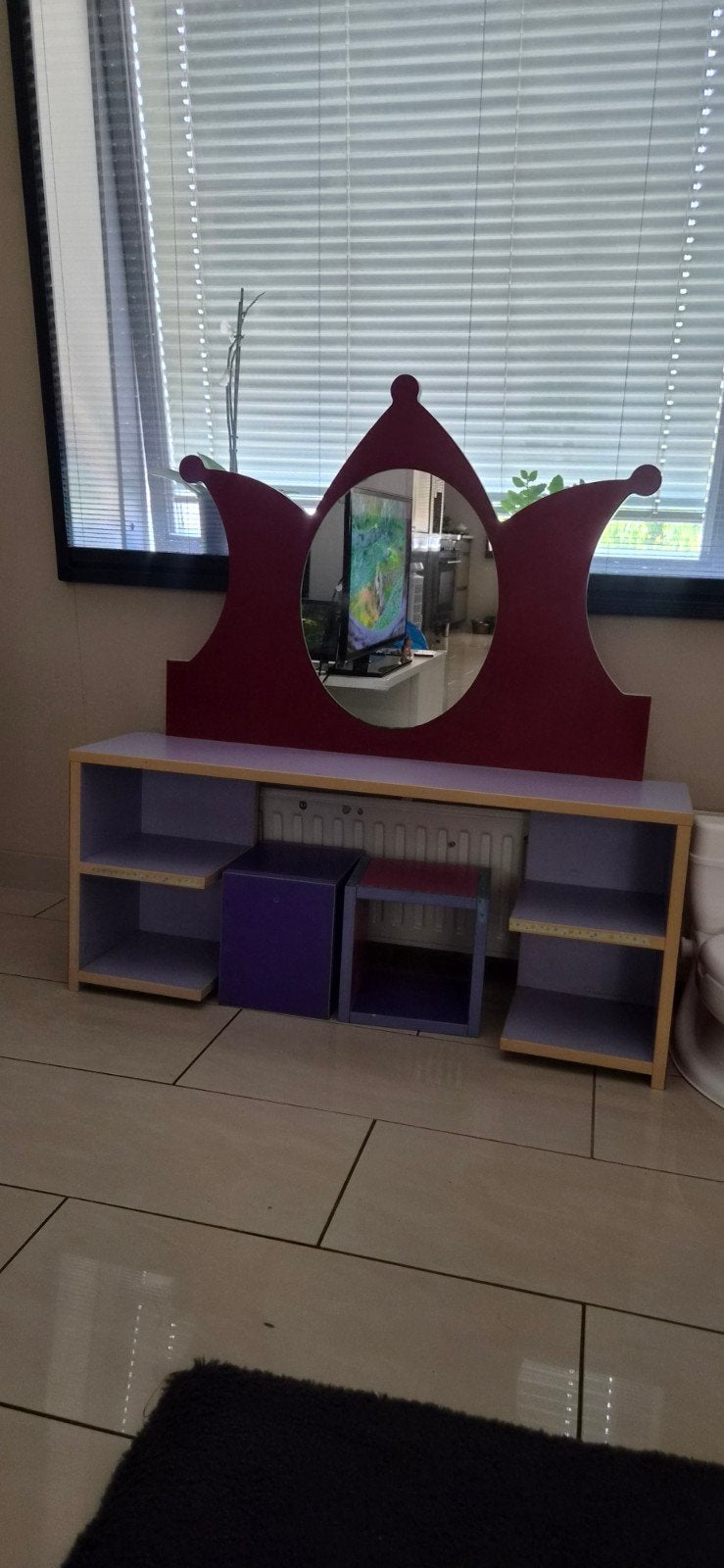 Kaptafel met spiegel en krukjes, Ophalen of Verzenden