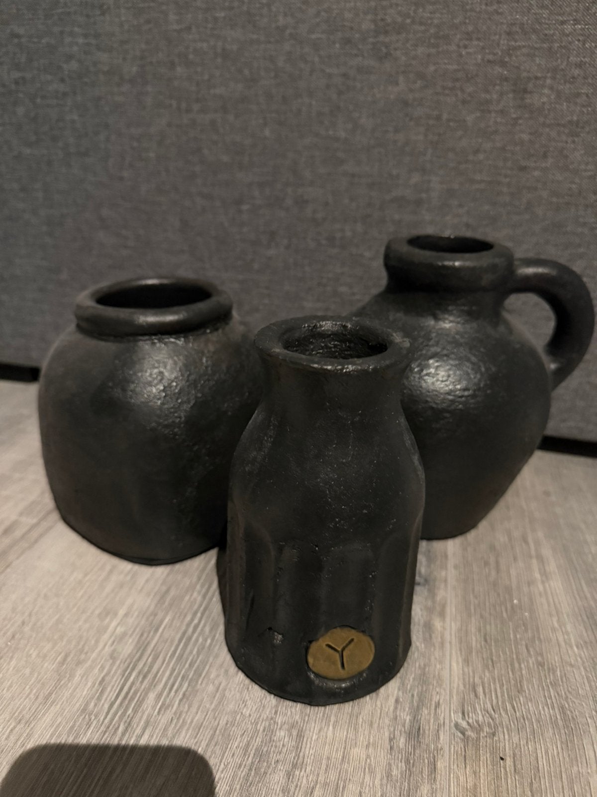 Zwarte set  met een pot  , kruik en Brynxz vaasje, Ophalen, Zo goed als nieuw