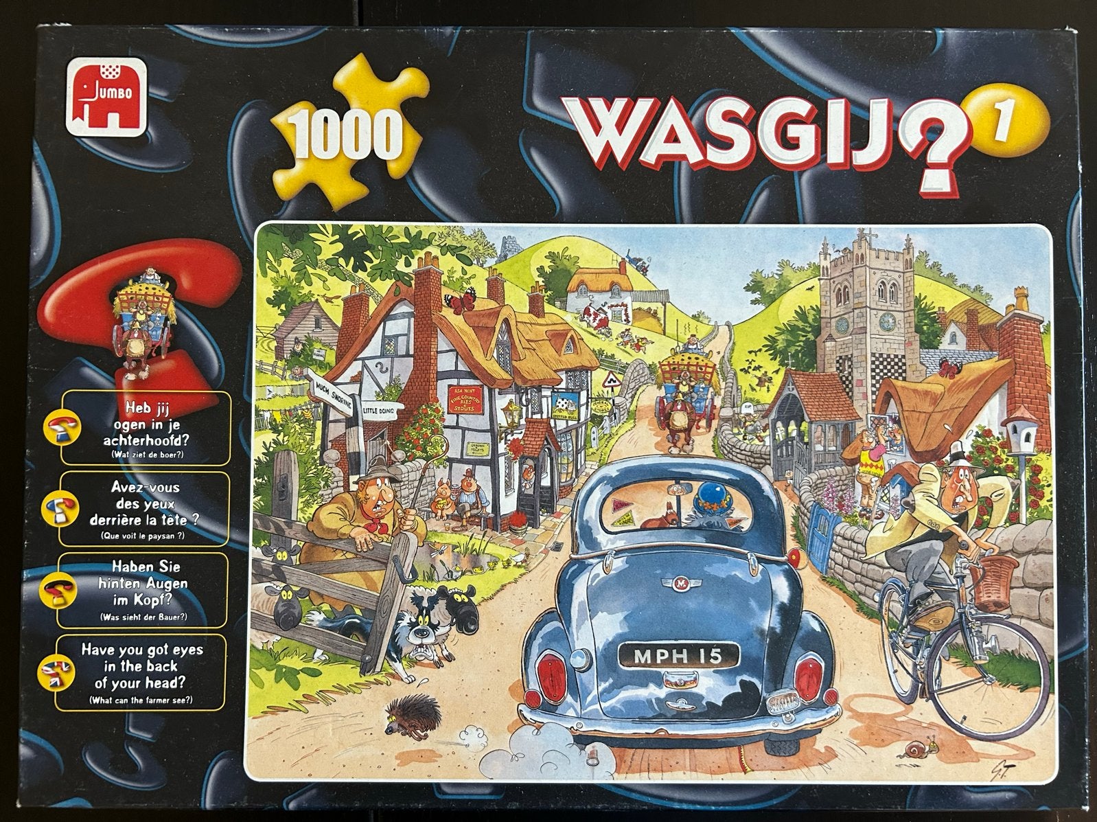 Jumbo Wasgij? 1: Zondagsrijders 1000 stukjes puzzel, Hobby en Vrije tijd, Denksport en Puzzels, Ophalen of Verzenden, 500 t/m 1500 stukjes
